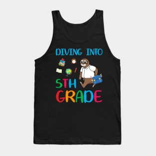 Diving Into 5th Grade Dabbing Sloth Back To School Tank Top